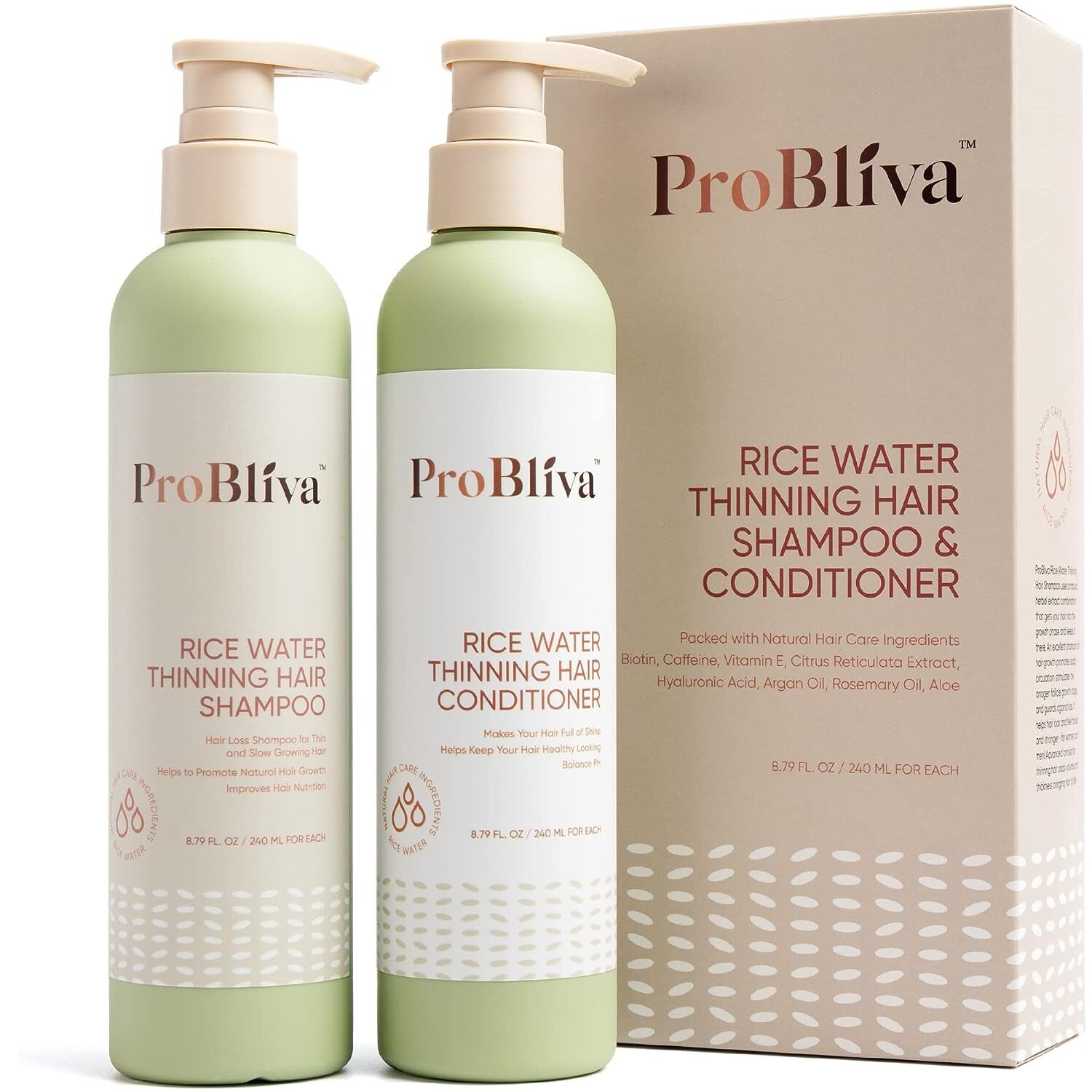 Rice Water Shampoo and Conditioner Set for Hair Growth, for Women & Men